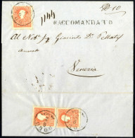 Cover Dolo E RACCOMANDATO, FR. Punti 10, Lettera Raccomandata Del 9.2.1859 Per Venezia Affrancata Con Tre 5 S. Rosso I T - Lombardo-Vénétie