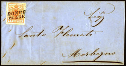 Cover Dongo, (SI Lg. Punti 5), Lettera Del 11.11.1857 Per Morbegno Affrancata Con 15 Cent. Rosso III Tipo Carta A Mano,  - Lombardo-Veneto