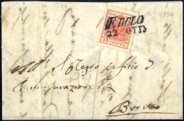 Cover Edolo, SI 5 P, Lettera Del 22.10.1854 Per Breno Affrancata Con 15 C Rosso III Tipo, Sass. 280,- - Lombardy-Venetia