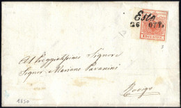 Cover Este, SI 6 P, Lettera Del 26.10.1850 Per Rovigo, Affrancata Con 15 C Rosso I Tipo Prima Tiratura Carta A Mano, Bor - Lombardy-Venetia
