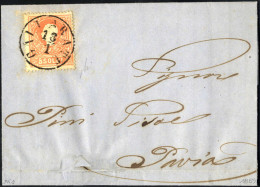 Cover Gallarate, C1 Punti 8, Lettera Del 13.1 Per Pavia Affrancata Con 5 S. Rosso II Tipo, Firmata Avi , Sass. 30 / 1240 - Lombardo-Veneto