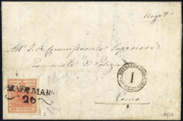 Cover Gravedona, SD Punti 13, Lettera Del 26.3.1851 Per Como Affrancata Con 15 Cent. Rosso Vermiglio Chiaro, Carta A Man - Lombardo-Veneto