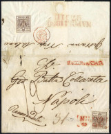 Cover Milano, SD Rosso Punti R3, Lettera Raccomandata Del 19.6,1850 Primo Mese D'uso Per Napoli Affrancata Con Due 30 Ce - Lombardo-Vénétie