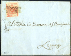 Cover Mirano, SI Lg. Azzurro Grigiastro Punti 12, Lettera Del 23.9.1850 Per Legnago Affrancata Con 15 Cent. Rosso, Carta - Lombardo-Vénétie
