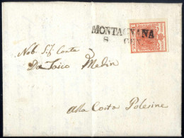 Cover Montagnana, SD 6 P, Lettera Del 8.1.1851 Per Polesine Affrancata Con 15 C Rosa Carminio II Tipo Carta A Mano, Sass - Lombardo-Vénétie