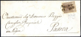 Cover Perarolo, Cor. 6 Punti, Su Lettera Del 13.7 Per Padova Affrancata Con 30 C Bruno Scuro I Tipo Carta A Mano, Firmat - Lombardy-Venetia