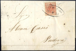 Cover Pieve Di Soligo, O52 Punti 8, Lettera Del 19.9.1852 Per Padova Affrancata Con 15 Cent. Rosa II Tipo Carta A Mano,  - Lombardo-Venetien