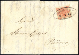 Cover Pieve Di Soligo, O53 Punti 8, Lettera Del 9.6.1853 Per Padova Affrancata Con 15 Cent. Rosso III Tipo Carta A Mano, - Lombardo-Vénétie