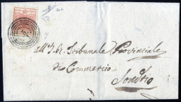 Cover Ponte Di Valtellina, (C4 Punti 9), Lettera Del 3.1.1857 Per Sondrio Affrancata Con 15 Cent. Rosa Chiaro III Tipo C - Lombardy-Venetia