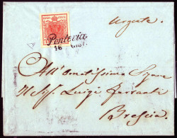 Cover Pontevico, (Cor. Punti 9), Lettera Del 16.1.1851 Per Brescia Affrancata Con 15 Cent. Rosso I Tipo Carta A Mano, Fi - Lombardo-Vénétie