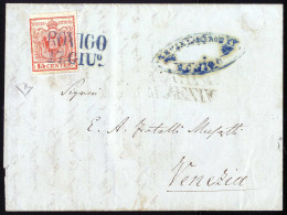 Cover Rovigo, SD Azzurro (Punti 11), Lettera Del 17.6 Diciassettesimo Giorno D'uso Per Venezia Affrancata Con 15 Cent. R - Lombardo-Venetien