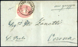 Cover S. Pietro Incariano, C1 7 Punti, Su Lettera Del 3.2.1864 Per Verona, Affrancata Con 5 S Rosa Dent. 14, Firmata Gaz - Lombardo-Vénétie