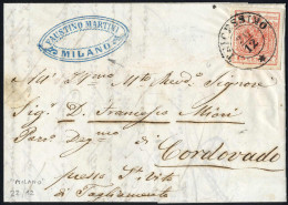 Cover Tricessimo, 2CO Punti 7, Lettera Del 26.12 Per Cordovado Affrancata Con 15 Cent. Rosso III Tipo Carta A Mano, Sass - Lombardo-Venetien