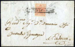 Delcampe - Cover VENEZIA / 17 - 11 / 50, Annullo R50 Su 15 Cent., Primo Tipo, Su Lettera Per Padova, Firm. Sorani (Sass. 3a - 5P.) - Lombardo-Vénétie