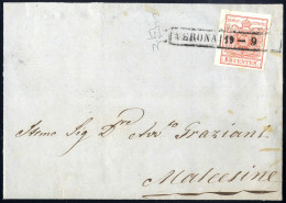 Cover VERONA 19 - 9, "annullo R D" Su 15 Cent. Rosso Carminio, Prima Tiratura Su Lettera Per Malcesine, Strappetto Prima - Lombardo-Venetien