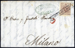 Cover Verona, (R51 Punti 9) Lettera Del 23.4 Per Milano Affrancata Con 6 Kreuzer Bruno Carta A Mano, Sass. 2350,- Brief  - Lombardo-Venetien