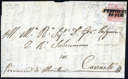 Cover Vescovato, (SI Punti R2) Lettera Del 24.7.1850 Per Canneto Affrancata Con 15 Cent. Rosso I Tipo Prima Tiratura Car - Lombardy-Venetia