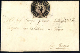 Cover Vescovato, C4 8 P, Lettera Del 25.7.1852 Affrancata Con 30 C Bruno I Tipo Carta A Mano, Firmata ED, Sass. 7 / 1360 - Lombardy-Venetia