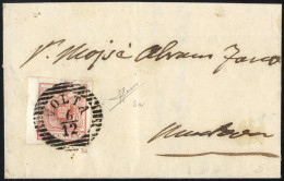 Cover Volta, LO Punti 6, Lettera Del 6.12.1851 Per Mantova Affrancata Con 15 Cent. Rosso I Tipo Prima Tiratura, Firmata  - Lombardo-Vénétie