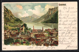 Lithographie Ebensee, Ortspartie Im Gebirge  - Sonstige & Ohne Zuordnung