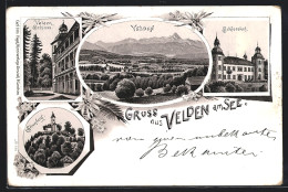 Lithographie Velden Am See, Blick Auf Den Ort, Schloss, Sternberg  - Other & Unclassified