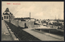 AK Stettin, Hakenterrasse Mit Anlage Und Hafenblick  - Pommern