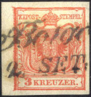 O "BORGO 2/9", 1850, Wappen 3 Kr. Rot In Type I, Randdruck, Mi. 3 X - Autres & Non Classés