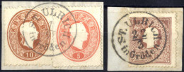 Piece "ST. ULRICH In Gröden", 1859/61, 2 Briefstücke Mit 10 Kreuzer Braun Type II Vom 22.3 Und 5 Kreuzer Rot + 10 Kreuze - Autres & Non Classés