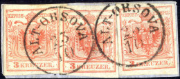 Piece "ALT-ORSOVA 23/10", Briefstück Frankiert Mit 3+3+3 Kr. Rot, Mi. 3 - Autres & Non Classés