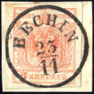 Piece "BECHIN 23/11", Briefstück Frankiert Mit 3 Kr. Rot, 25 Müllerpunkte, Mi. 3 - Autres & Non Classés