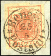 Piece "BENESOV POSTAMT 25/5", Briefstück Mit 3 Kr. Rot Type I, 80 Müllerpunkte, Mi. 3X - Autres & Non Classés