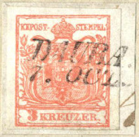 Delcampe - Piece "DAUBA 7. OCT.", Briefstück Frankiert Mit 3 Kr. Rot, 30 Müllerpunkte, Mi. 3 - Autres & Non Classés