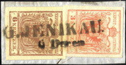 Piece "G. JENIKAU", Briefstück Mit 3 Kr. Rot Type III + 6 Kr. Braun Type III, 35 Müllerpunkte, Mi. 3-4 - Autres & Non Classés