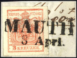 Piece "MAUTH 3. Aprl.", Briefstück Frankiert Mit 3 Kr. Rot, 30 Müllerpunkte, Mi. 3 - Autres & Non Classés