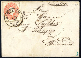 Cover "Oberplan", Müller RS-f 50 Punkte, Brief Vom 13.3.1861 Nach Budweis Frankiert Mit 5 Kr. Rot Links Unten Verschnitt - Autres & Non Classés