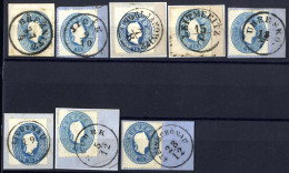 Piece 1860, Acht Briefstücke Mit 15 Kr. Blau Und Böhmen Abstempelungen, Je Gestempelt RS-f (Müller Punkte Gesamt 106), A - Autres & Non Classés