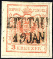 Piece "LITTAU 19 JAN", 1854, Briefstück Frankiert Mit 3 Kr. Rot Type III MP, 15 Müllerpunkte, ANK 3/MP - Autres & Non Classés