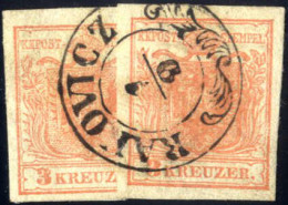 O "RAKOVICZ 1/9", 1850, Restbriefstück Mit 3+3 Kr. Blassrot Type I, 30 Müllerpunkte, Mi. 3 Xa - Sonstige & Ohne Zuordnung