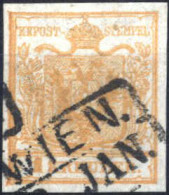 O 1850, 1 Kr. Dunkelbraunorange In Type I A, Deutlicher Randdruck Links, Gestempelt, Befund Weissenbichler, ANK 1f - Sonstige & Ohne Zuordnung