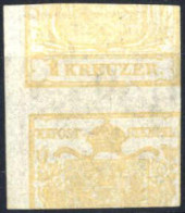 O 1850, 1 Kr. Gelbocker In Type Ib, Doppelseitiger Und Kopfstehender Druck, Entwertet "Landek 11/10", ANK 1a - Sonstige & Ohne Zuordnung