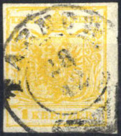 O 1850, 1 Kr. Kadmiumgelb In Type III, Handpapier, Gestempelt Tarnow 28.12., Befund Goller, ANK 1 III HP / Fe. 170,- - Sonstige & Ohne Zuordnung