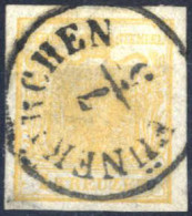 O 1850, 1 Kr. Ockergelb In Type Ia Auf Handpapier Mit WZ Links Unten, Gestempelt Fünfkirchen 7.5., Pracht, ANK 1a HP / 1 - Autres & Non Classés