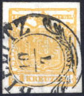 O 1850, 1 Kr. Orange In Type I HP, Entwertet "BIELEITZ 10/7", Großes Wasserzeichen, Befund Goller, ANK 1b / HP - Autres & Non Classés