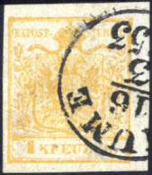 O 1850, 1 Kr. Orange In Type Ib / HP Mit Diversen Druckauslassungen, Spätdruck, Gestempeltes Prachtstück, Befund Weissen - Sonstige & Ohne Zuordnung