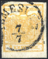 O 1850, 1 Kr. Orange In Type Ib HP, Mit Deutlichem Randdruck, Entwertet "TEMESVAR 7/7", Befund Goller, ANK 1b / HP - Autres & Non Classés