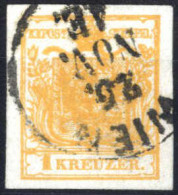 O 1850, 1 Kr. Orange In Type III Auf Handpapier, Gestempelt Wien 25.11., Pracht, ANK 1b MP / 220,- - Sonstige & Ohne Zuordnung