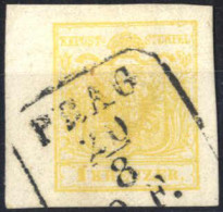 O 1850, 1 Kr. Zitronengelb In Type III Auf Maschinenpapier Mit 6mm Rand, Entwertet Prag. 20.8., Pracht, ANK 1b MP / 250, - Autres & Non Classés