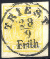 Delcampe - O 1854, 1 Kr. Zitronengelb In Type III MP, Entwertet "Triest 28/9 Früh", ANK 1b - Autres & Non Classés