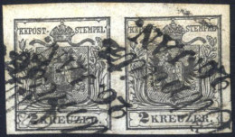 O/pair 1850, 2 Kr. Schwarz In Type Ia HP, Waagrechter Paar, Entwertet "Ollmütz 26/1", ANK 2a - Sonstige & Ohne Zuordnung