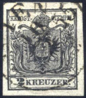O 1850, 2 Kr. Schwarz In Type III HP, Entwertet "Wien 10.2.1855", ANK 2a - Autres & Non Classés
